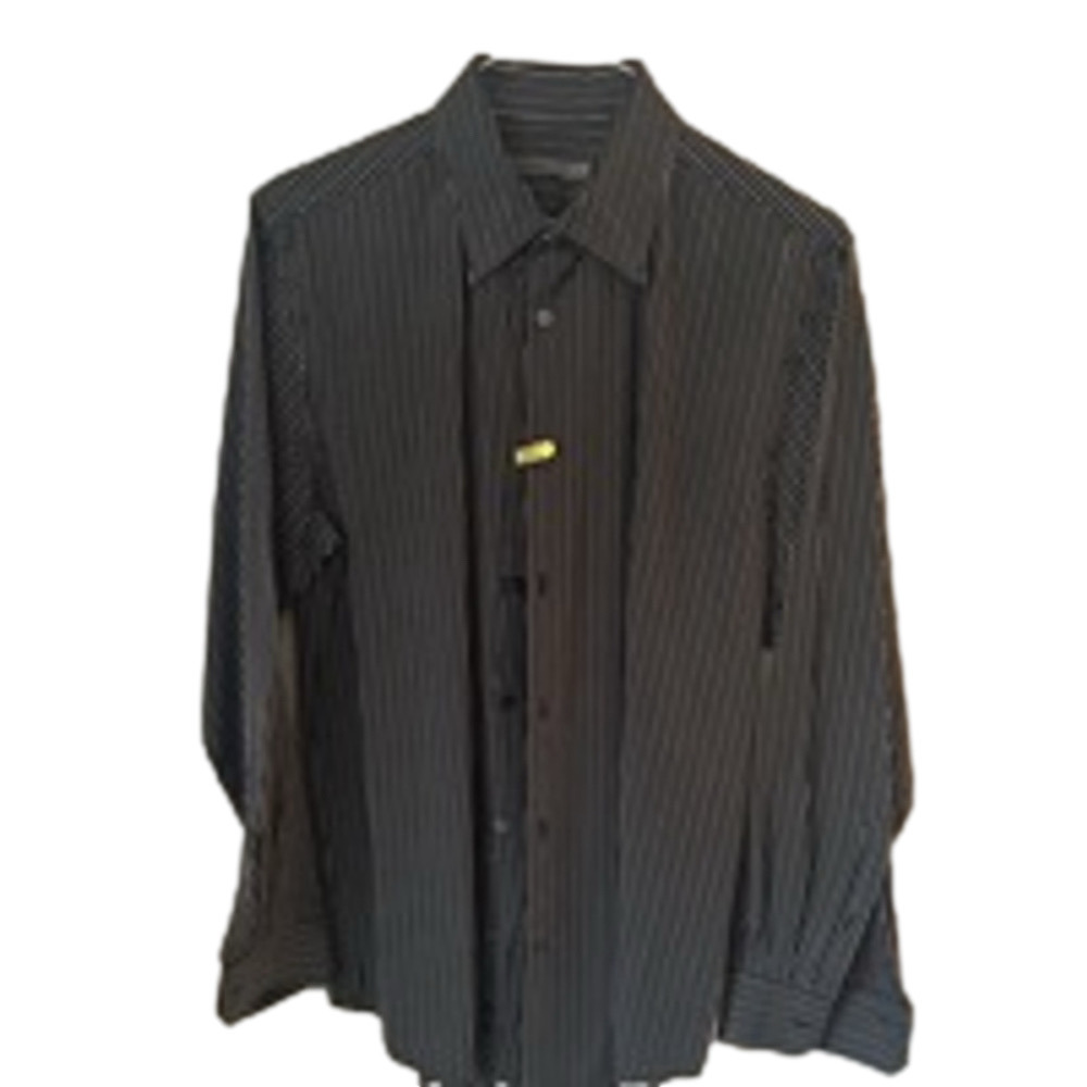 Men's Old Navy Black & White Striped Dress Shirt Size M